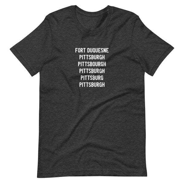 PITTSBURGH WITH THE ‘H’ T-Shirt:  WHITE PRINTING