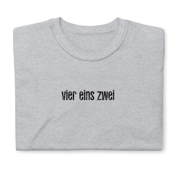 Vier Eins Zwei (FOUR ONE TWO | 412) GERMAN SHORT-SLEEVE UNISEX T-SHIRT: BLACK PRINTING