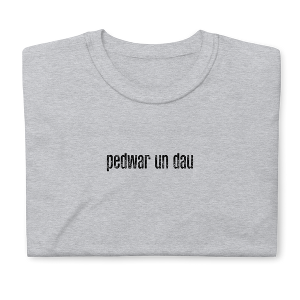 Pedwar Un Dau (FOUR ONE TWO | 412) WELSH SHORT-SLEEVE UNISEX T-SHIRT: BLACK PRINTING